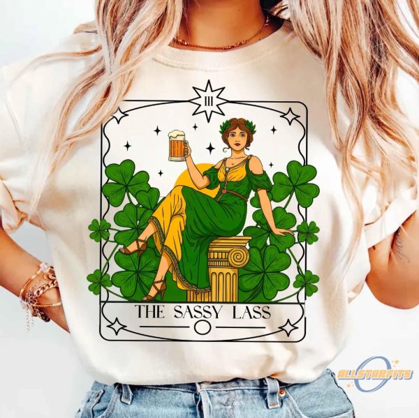 The Sassy Lass Tarot Card Shirt Lucky Shirt Shamrock T Shirt Tarot Card St Paddy Day Gift allstarfits 1