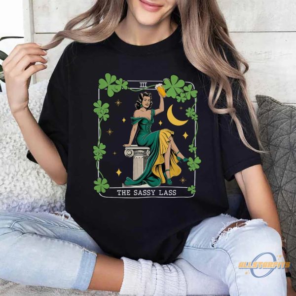 The Sassy Lass Tarot Card Shirt Funny Saint Patricks Day T Shirt Lucky Shamrock Shirt allstarfits 1