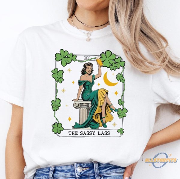 The Sassy Lass Tarot Card Shirt Funny Saint Patricks Day T Shirt Lucky Shamrock Shirt allstarfits 2