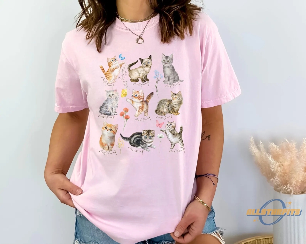 Subtle Fuck Trump Kitten Tee Shirt Anti Trump Gift Cottage Core Cat Wildflower Shirt