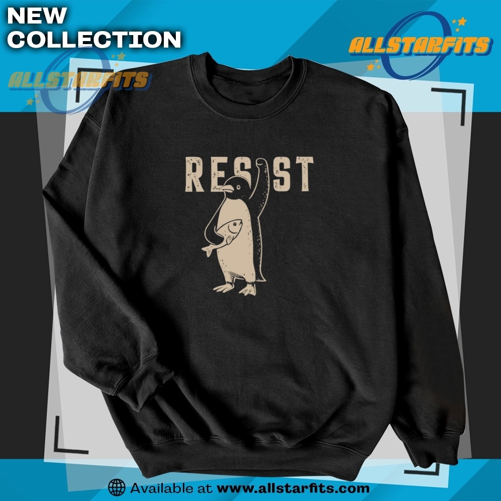 Funny Vintage Resist Penguin Tshirt 5 Funny Vintage Resist Penguin T-Shirt