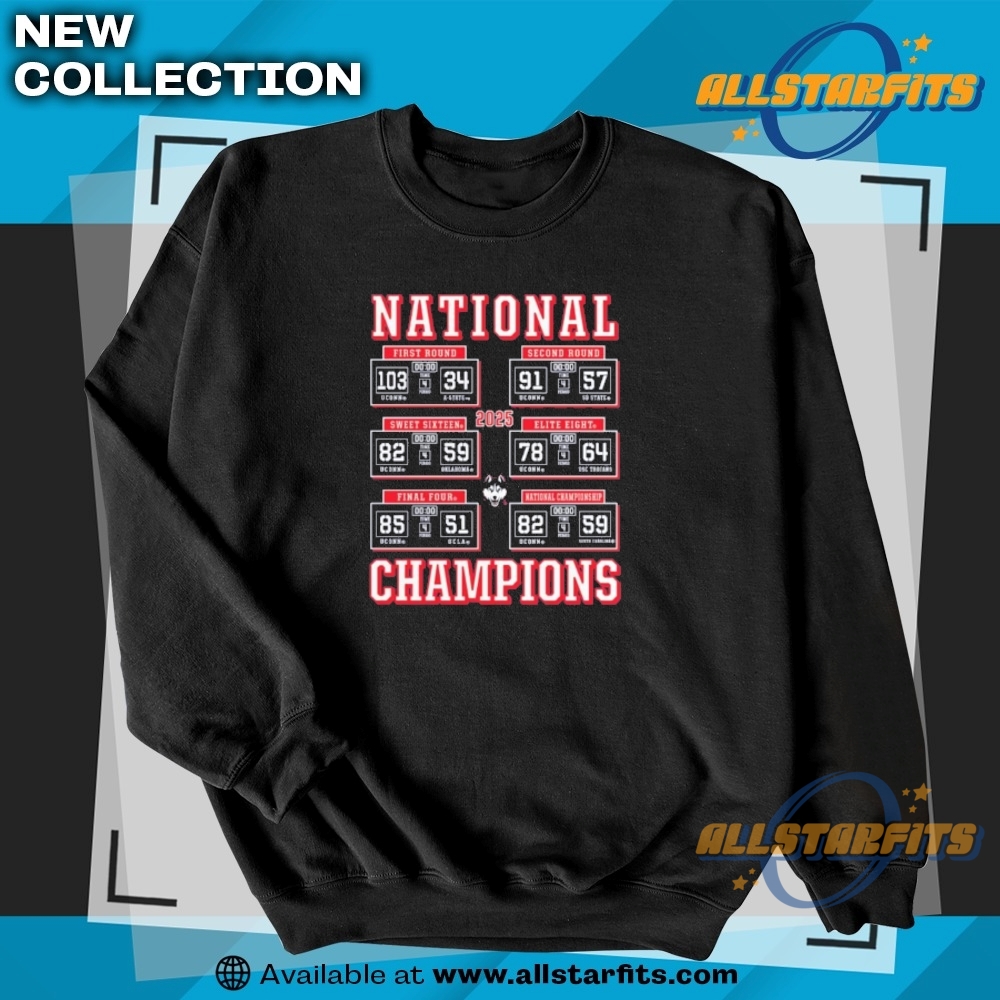 Uconn Huskies National Champions 2025 Final Four Score Shirt 5 UConn Huskies National Champions 2025 Final Four score shirt