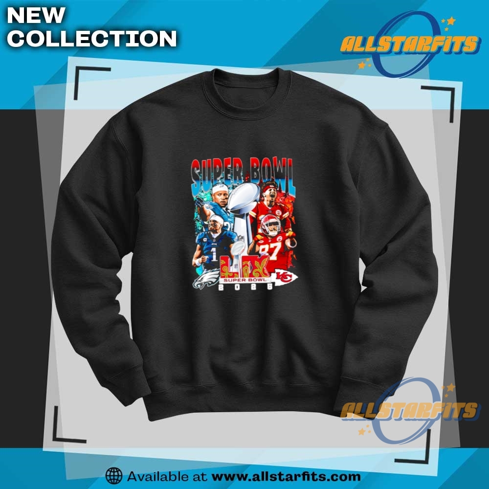 Philadelphia Eagles Vs Kansas City Chiefs Super Bowl 59 Tee 6 Philadelphia Eagles vs Kansas City Chiefs Super Bowl 59 Tee