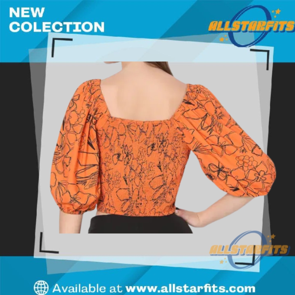 Orange Floral Cropped Top 3 Orange Floral Cropped Top