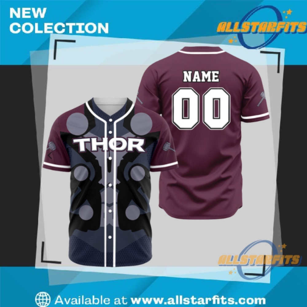 Top Youth and Women's T-Shirts: NBA, F1, Red Bull, Ferrari 26 Personalized Thor Baseball Jersey