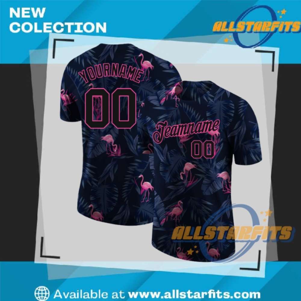 "Custom 3D Design Apparel: Flamingo, Galactic, and Tropical Baseball Jerseys" 2 Custom 3D Pattern Design Flamingo Performance T Shirt
