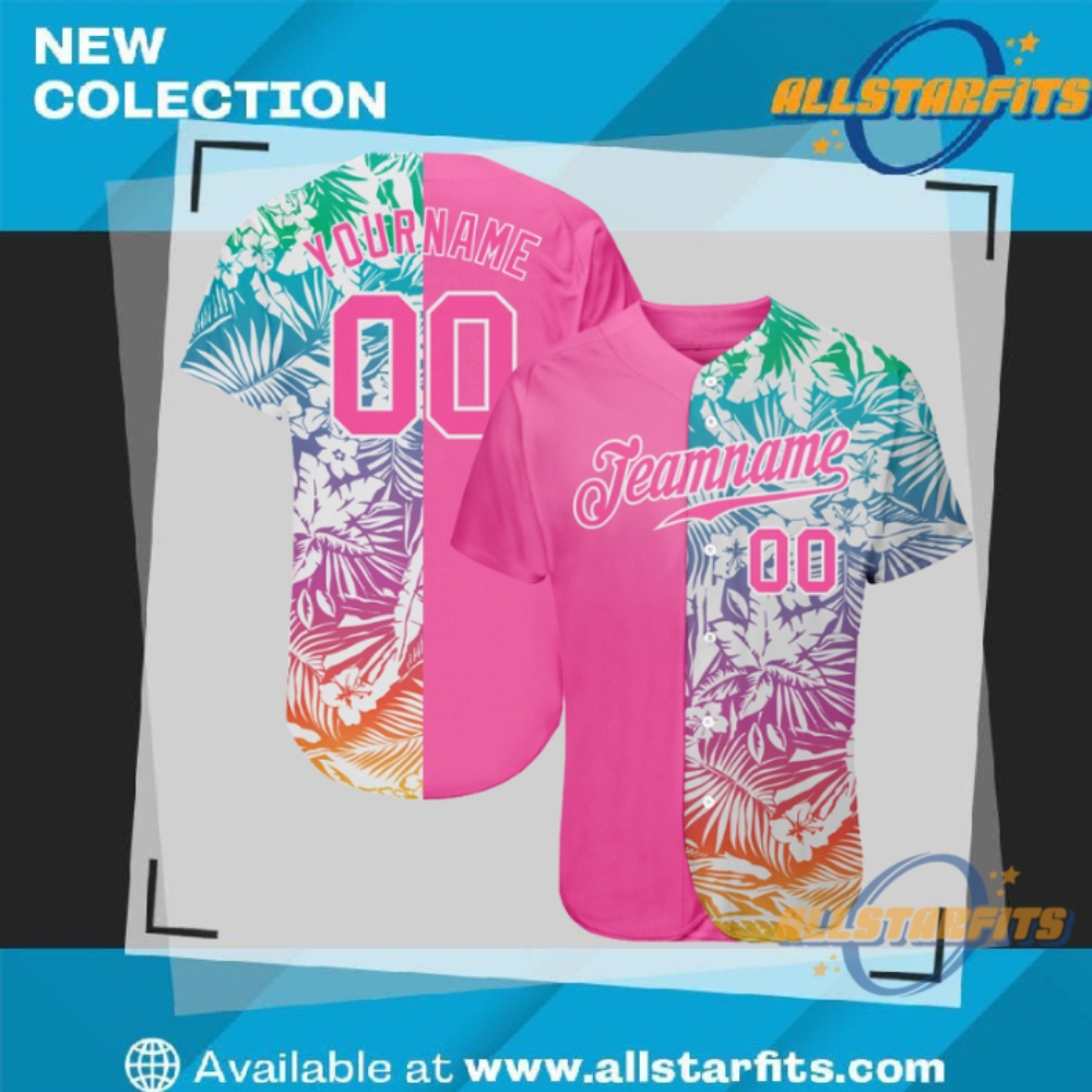Custom 3D Pattern Design Tropical Palm Leaves Authentic Baseball Jersey 3 Custom 3D Pattern Design Tropical Palm Leaves Authentic Baseball Jersey