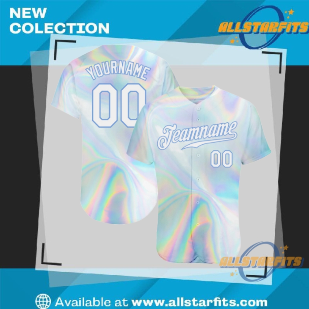 "Custom 3D Design Apparel: Flamingo, Galactic, and Tropical Baseball Jerseys" 12 Custom 3D Pattern Design Abstract Trendy Holographic Vaporwave Style Authentic Baseball Jersey