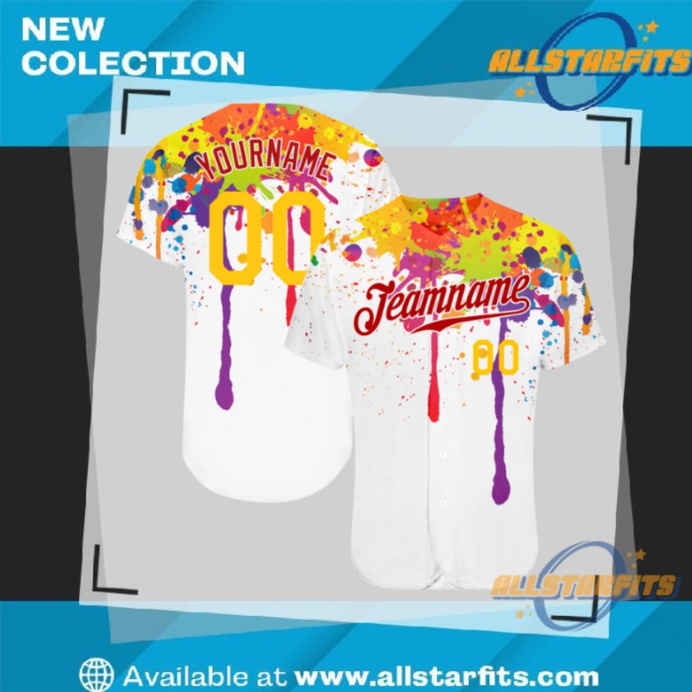 "Custom 3D Design Apparel: Flamingo, Galactic, and Tropical Baseball Jerseys" 16 Custom 3D Pattern Design Colorful Bright Ink Splashes Authentic Baseball Jersey