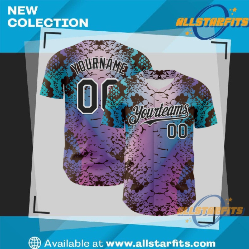 "Custom 3D Design Apparel: Flamingo, Galactic, and Tropical Baseball Jerseys" 22 Custom Rave Psychedelic Snakeskin Authentic Baseball Jersey