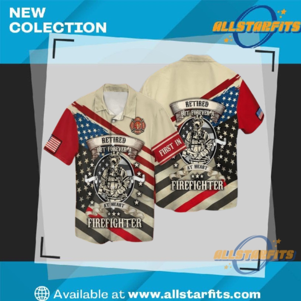 "Custom 3D Design Apparel: Flamingo, Galactic, and Tropical Baseball Jerseys" 32 Retired Firefighter Retired But Forver A At Heart Firefjghter Hawaiian Shirt