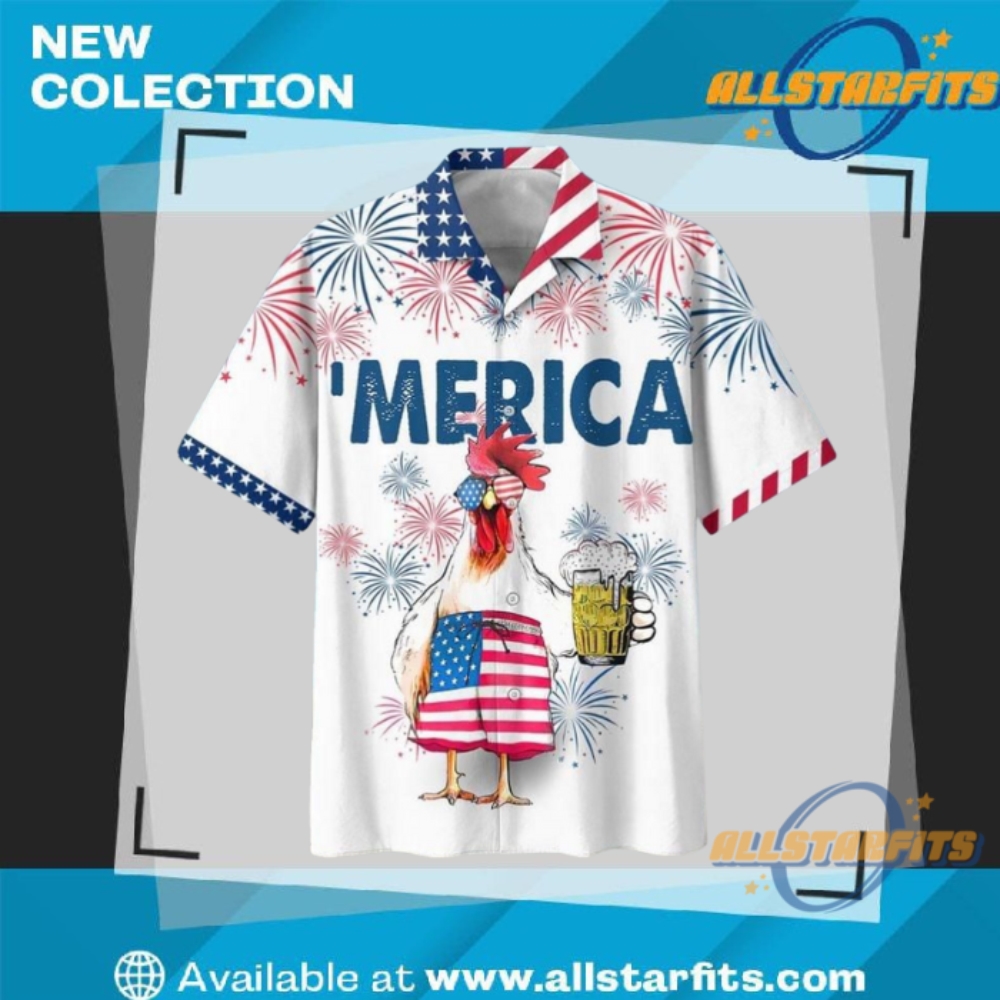 "Custom 3D Design Apparel: Flamingo, Galactic, and Tropical Baseball Jerseys" 34 Rooster Drink Beer Print Hawaiian Shirt