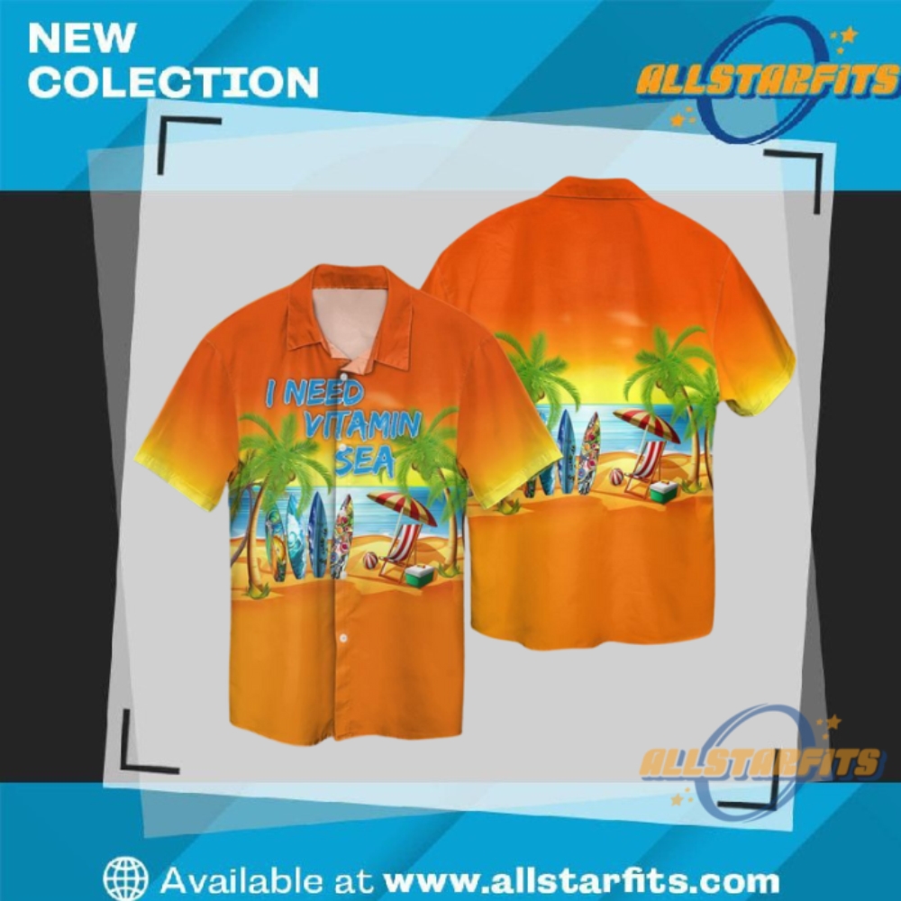 "Custom 3D Design Apparel: Flamingo, Galactic, and Tropical Baseball Jerseys" 39 Beach Lover I Need Vitamin Sea Hawaiian Shirt