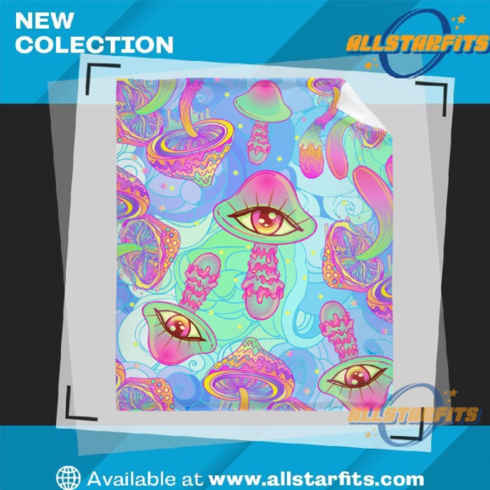 "Top Military Fleece Blankets: Air National Guard to Army Vet" 16 Psychedelic Mushroom Print Throw Blanket