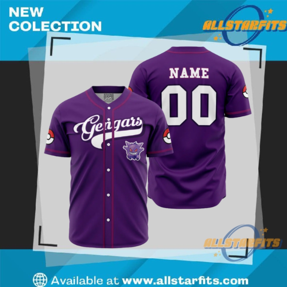 "Shop Iconic Soccer Jerseys: England, Panathinaikos, Manchester United, Hull City" 22 Gengars Pokemon Baseball Jersey