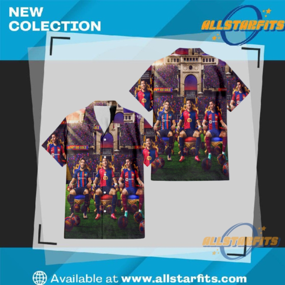 "Top 5 Unique Regular Hawaiian Shirts for Sports and Music Fans" 9 Century Of Barcelona Goals For Roberts Lewandowski Regular Hawaiian Shirt