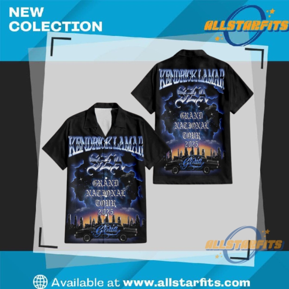"Top 5 Unique Regular Hawaiian Shirts for Sports and Music Fans" 17 Kendrick Lamar Sza Poster Grand National Tour 2025 Gloria At La Show Tonight Regular Hawaiian Shirt