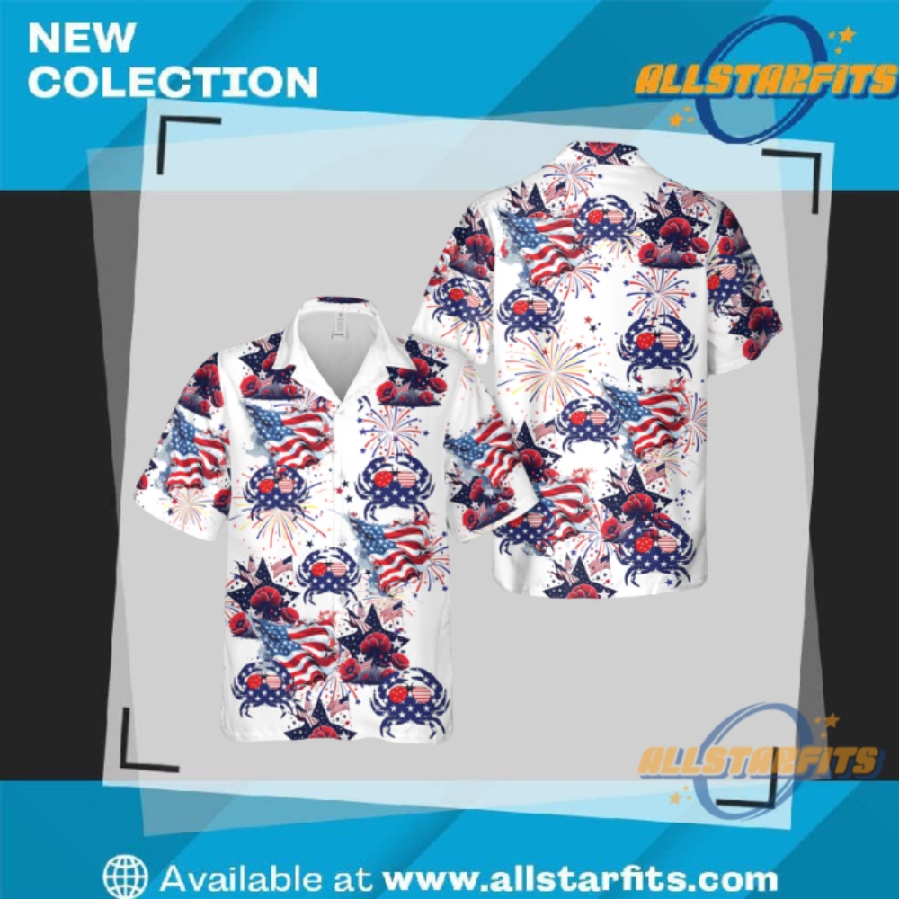 "Top 5 Unique Regular Hawaiian Shirts for Sports and Music Fans" 24 Crab American Flag 4Th Of July Hawaiian Shirt
