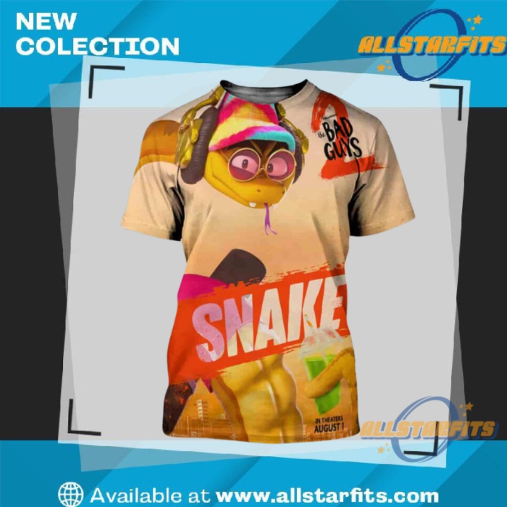 "Celebrate 2025: Exclusive Bandits, Ava Max, Conan Gray T-Shirts" 12 Official Poster Snake The Bad Guys 2 All Over Print T Shirt