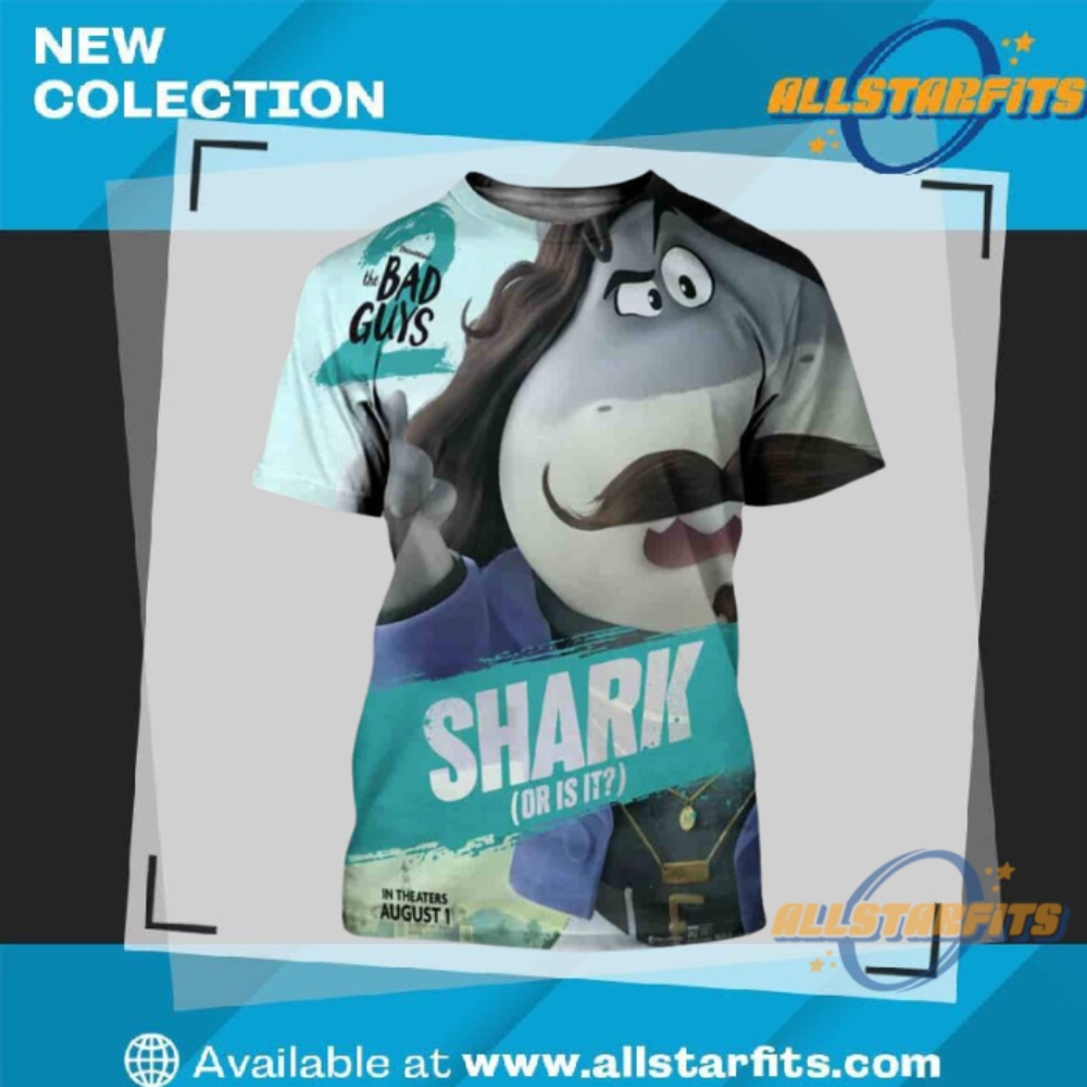 "Celebrate 2025: Exclusive Bandits, Ava Max, Conan Gray T-Shirts" 13 Official Poster Shark The Bad Guys 2 All Over Print T Shirt