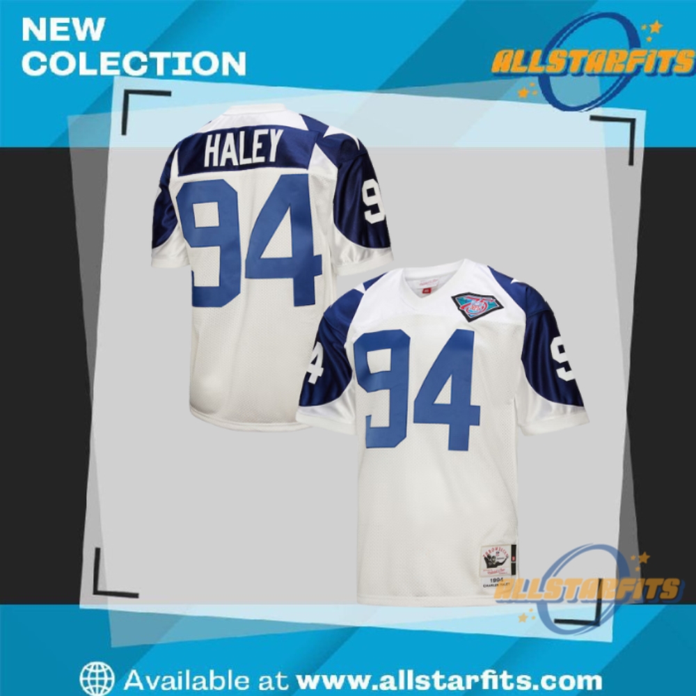 Mitchell  Ness Charles Haley White Dallas Cowboys 1994 Authentic Throwback Retired Player Jersey