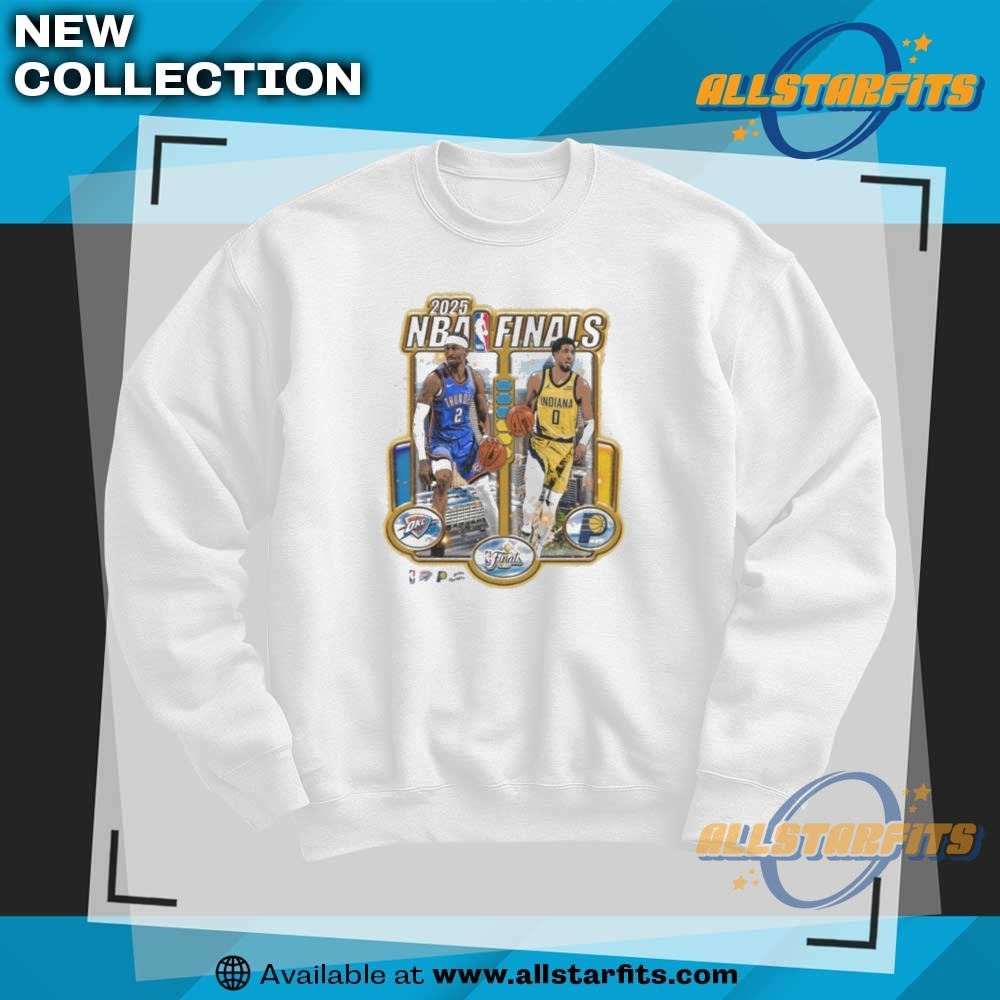 Official Tyrese Haliburton Indiana Pacers Vs Shai Gilgeous Alexander Oklahoma City Thunder 2025 Nba Final Matchup Shirt 6 Official Tyrese Haliburton Indiana Pacers vs Shai Gilgeous Alexander Oklahoma City Thunder 2025 NBA Final Matchup Shirt