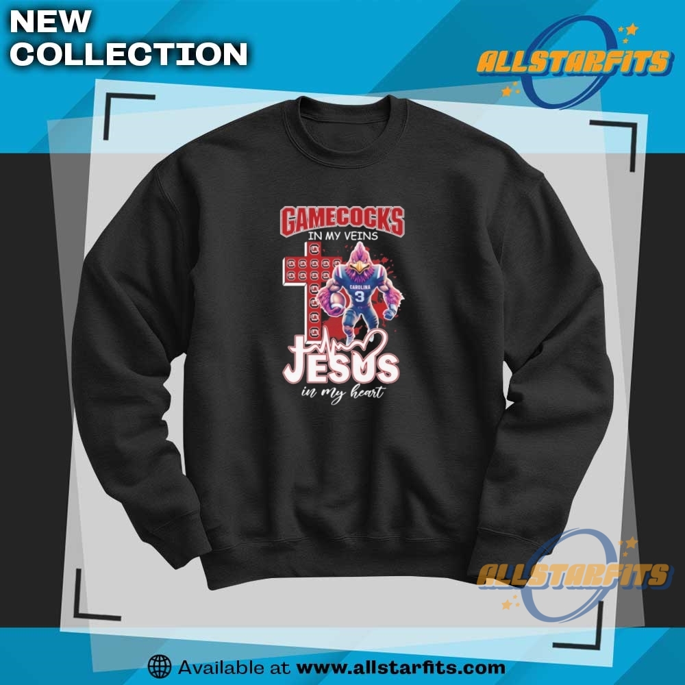 South Carolina Gamecocks In My Veins Jesus In My Heart Mascot T Shirts 6 South Carolina Gamecocks In My Veins Jesus In My Heart Mascot T Shirts