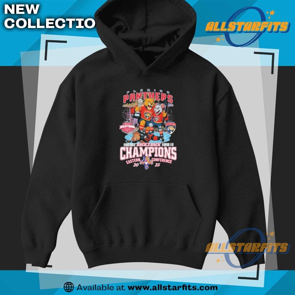 Florida Panthers Stomp Carolina Hurricanes Nhl Eastern Conference Back 3 Back Champions 2025 Mascot T Shirt 7 Florida Panthers Stomp Carolina Hurricanes NHL Eastern Conference Back 3 Back Champions 2025 Mascot T Shirt