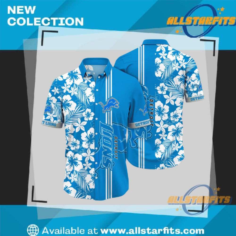Detroit Lions Tropical Stripe Hawaiian Shirt allstarfits 1