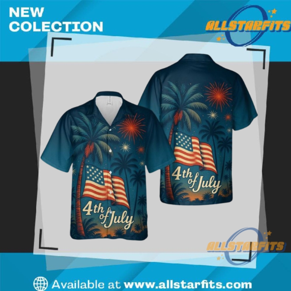 "Top Disney-Themed Hawaiian Shirts for Kids and Family Parties" 16 Patriotic 4Th Of July Tropical Palm Tree And Firework Hawaiian Shirt