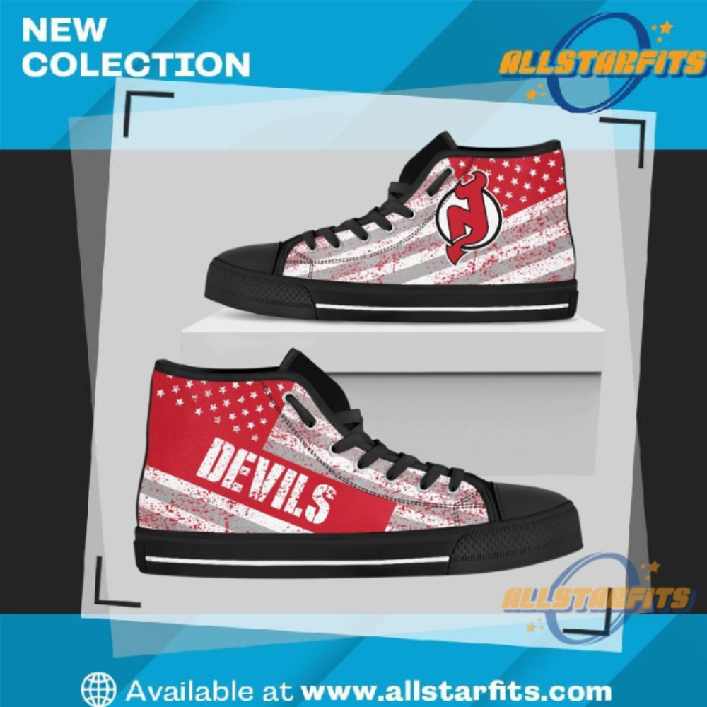 America Flag Italic Vintage Style New Jersey Devils High Top Shoes
