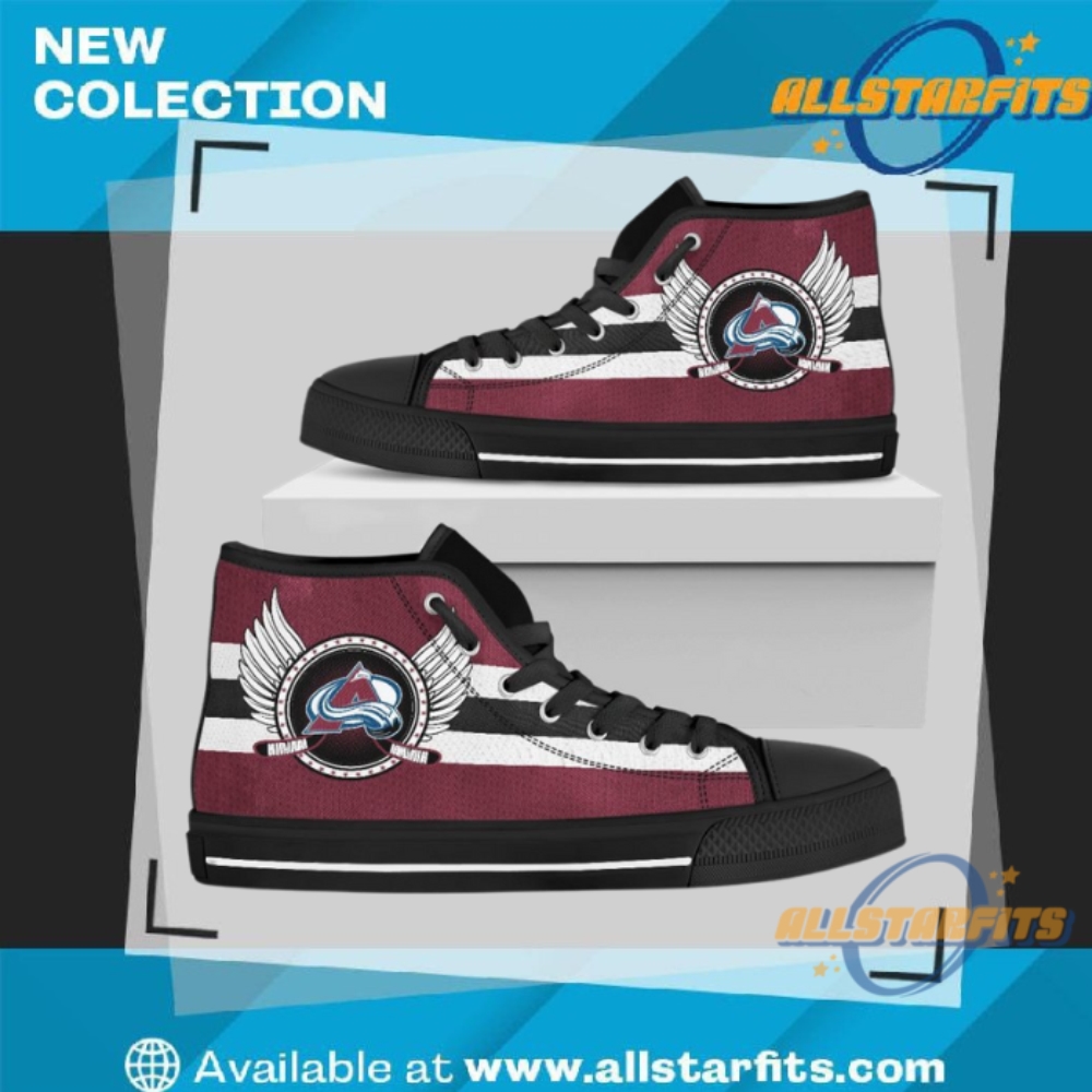 High Top Shoes Colorado Avalanche Logo Vintage Biker Wings