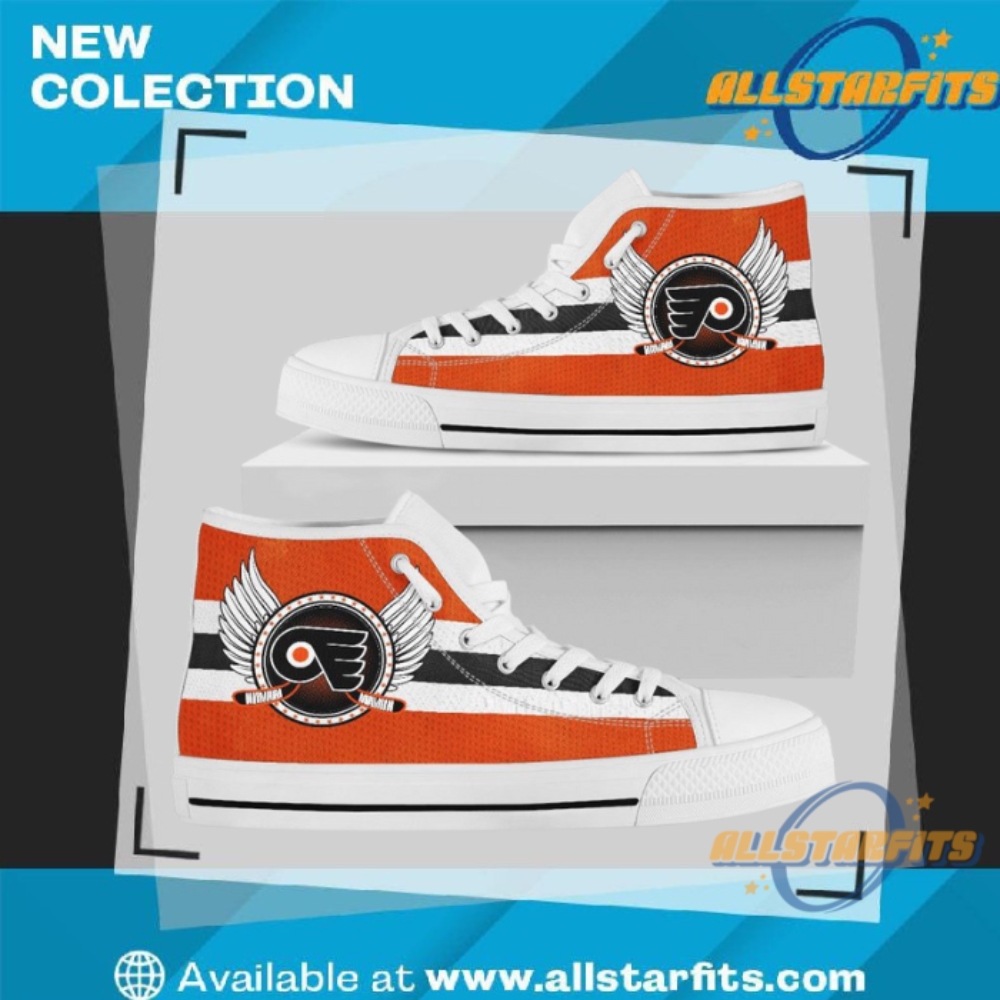 High Top Shoes Philadelphia Flyers Logo Vintage Biker Wings