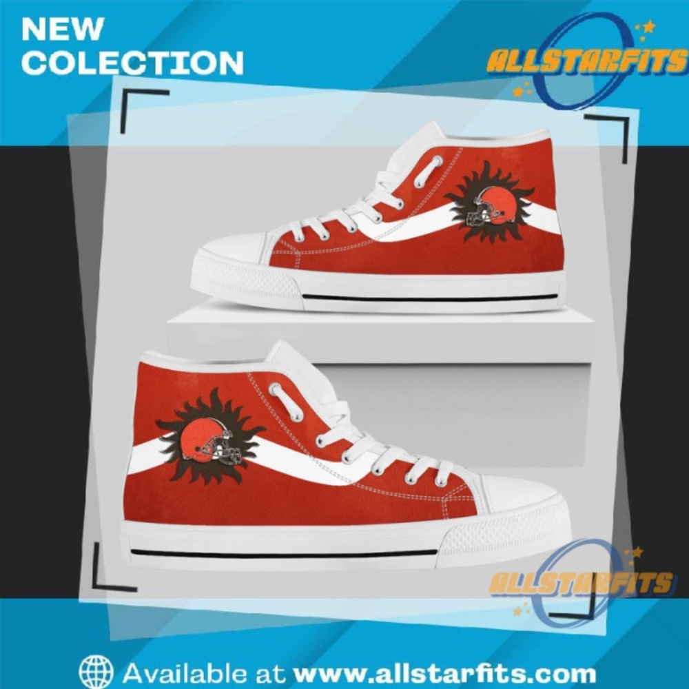 Simple Van Sun Flame Cleveland Browns High Top Shoes