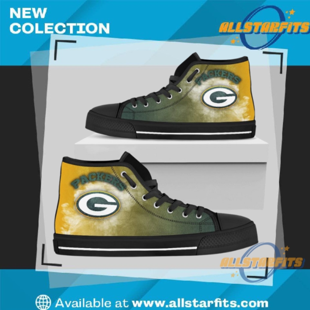 White Smoke Vintage Green Bay Packers High Top Shoes
