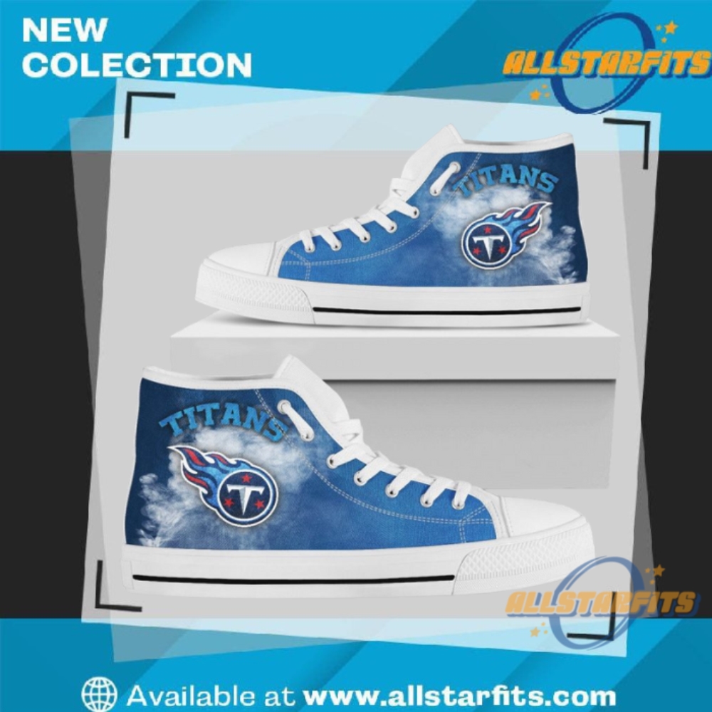 White Smoke Vintage Tennessee Titans High Top Shoes