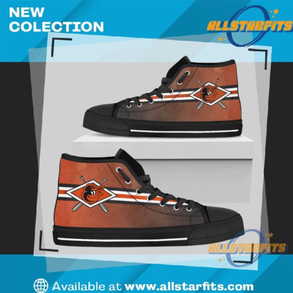 Double Stick Check Baltimore Orioles High Top Shoes