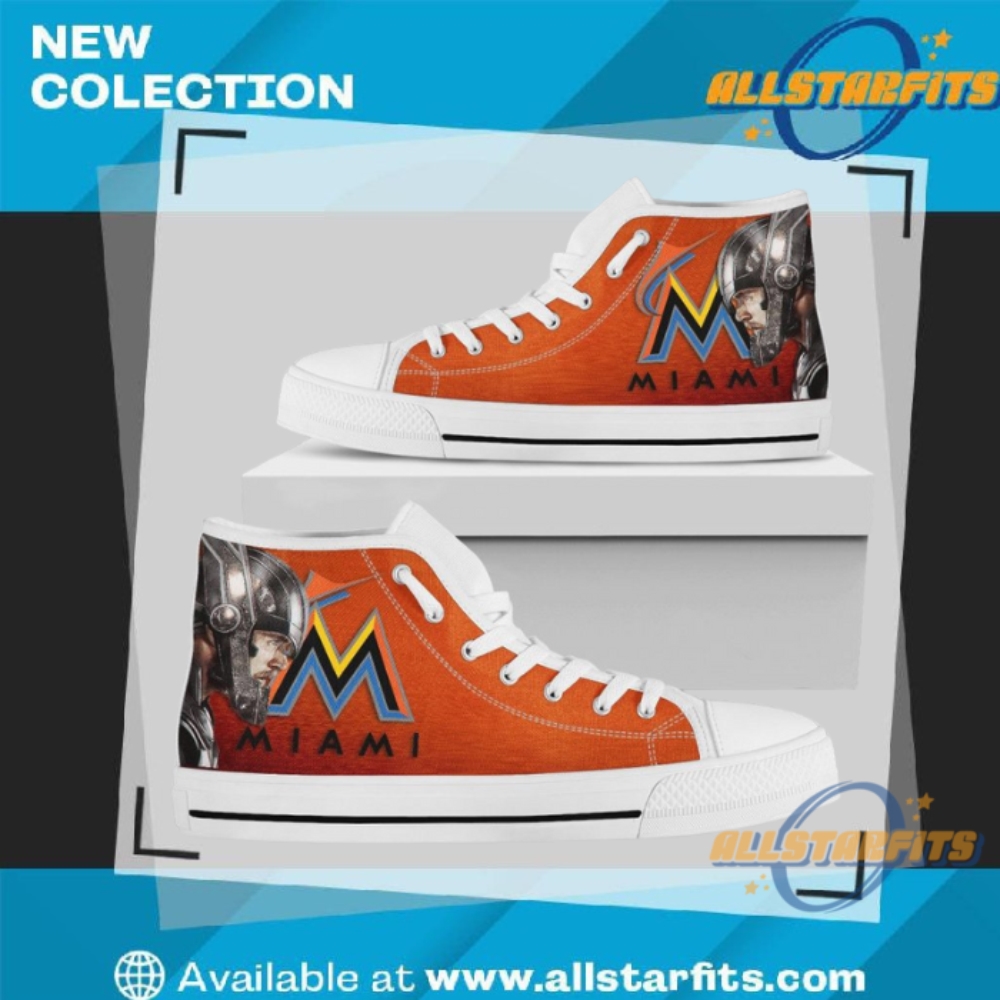 Thor Head Beside Miami Marlins High Top Shoes
