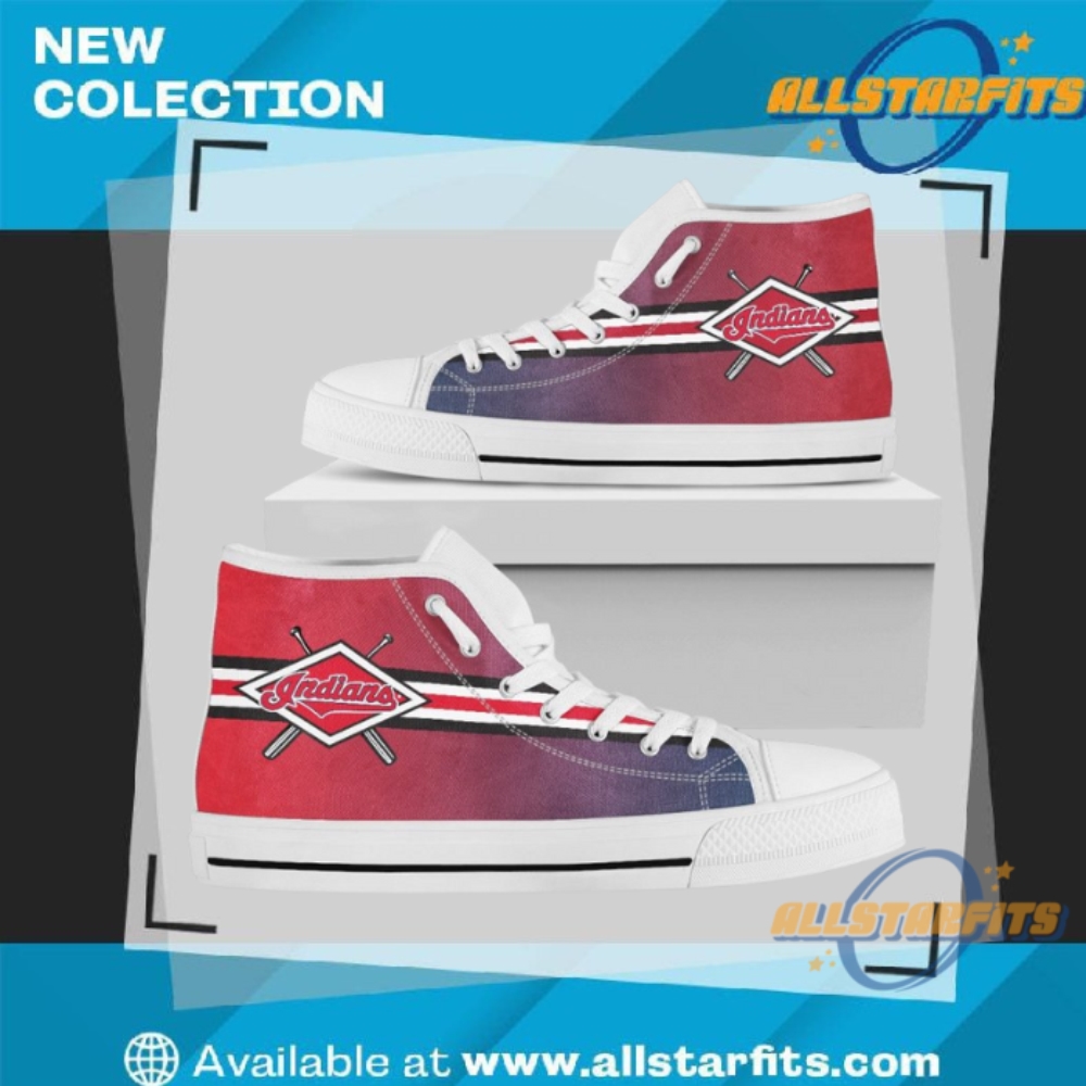 Double Stick Check Cleveland Indians High Top Shoes