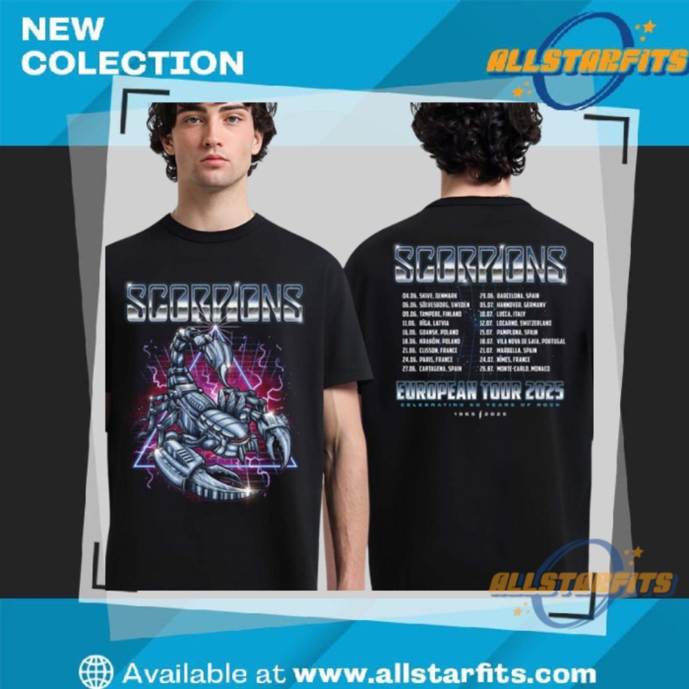 Scorpions European Tour 2025 Celebrate 60 Years Of Scorpions Robotic Scorpion Art Shirt