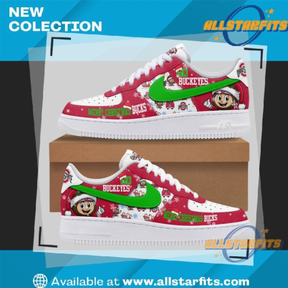 "Must-Have Limited Edition Air Force 1 Sneakers for Collectors 2023" 22 Ohio State Buckeyes Football Ncaa Merry Christmas Air Force 1 Sneaker
