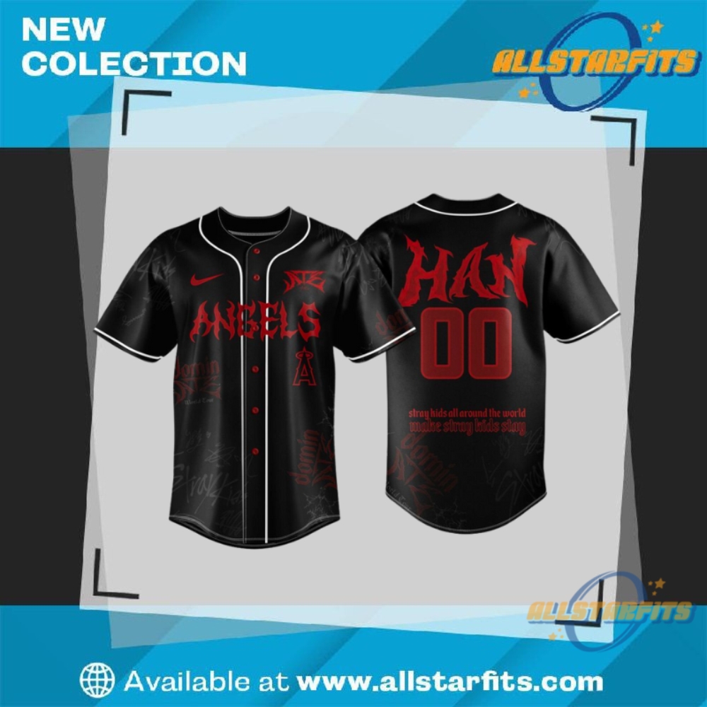 "Top 2025 Fashion Picks: Jerseys, Tees, and Custom Sneakers" 3 Los Angeles Angels X Stray Kids Dominate World Tour 2025 All Team Jersey