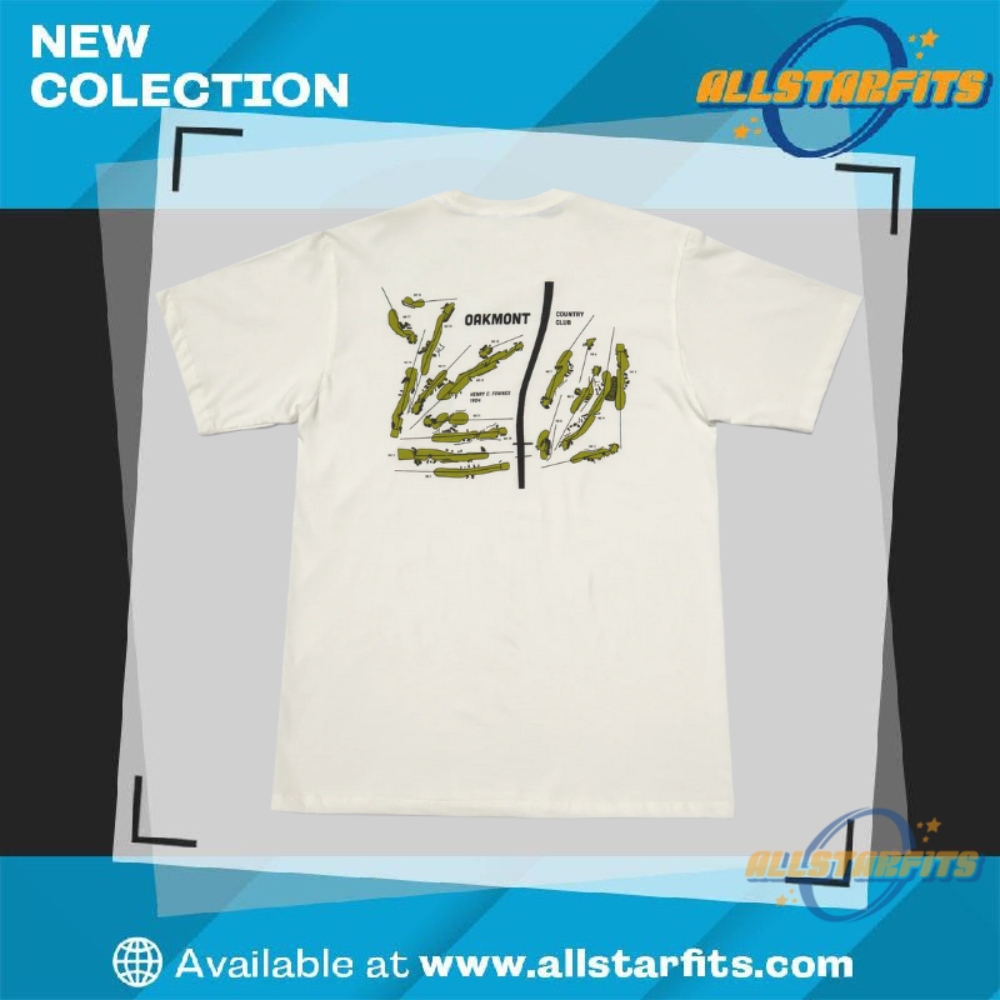 Fried Egg Golf Oakmont Routing Map T Shirt 3 Fried Egg Golf Oakmont Routing Map T Shirt