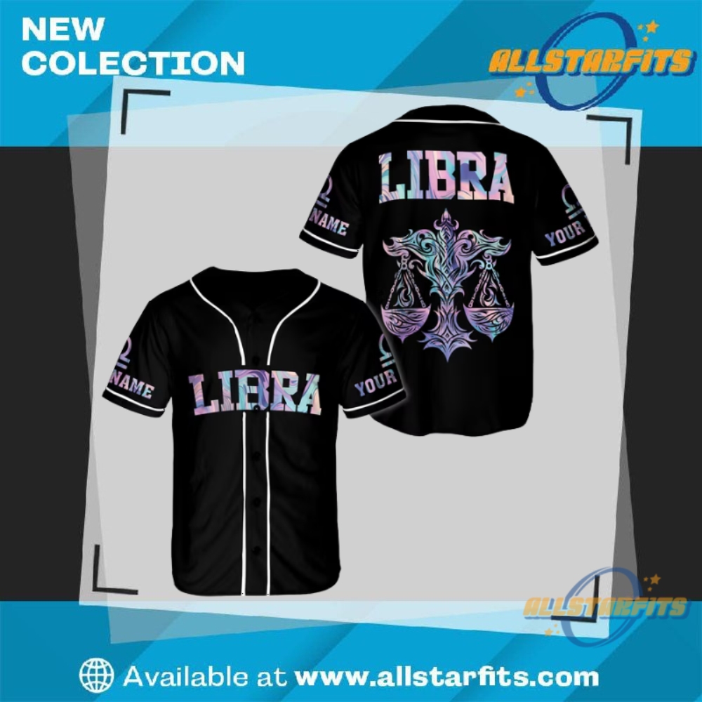 Lotusprinthandmade Personalized Name Libra Zodiac Baseball Jersey allstarfits 1