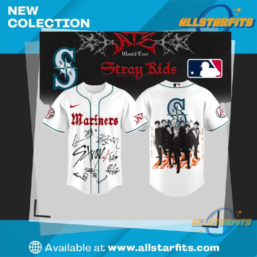 Seattle Mariners X Stray Kids Ate Tour Signature 2025 White Jersey allstarfits 1