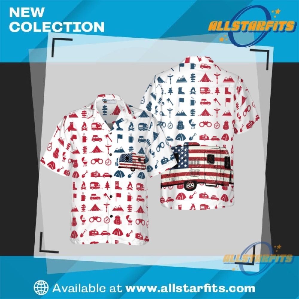 "Top 5 Patriotic Hawaiian Shirts for Every Occasion - 2024" 7 Campervan American Flag Hawaiian Shirt