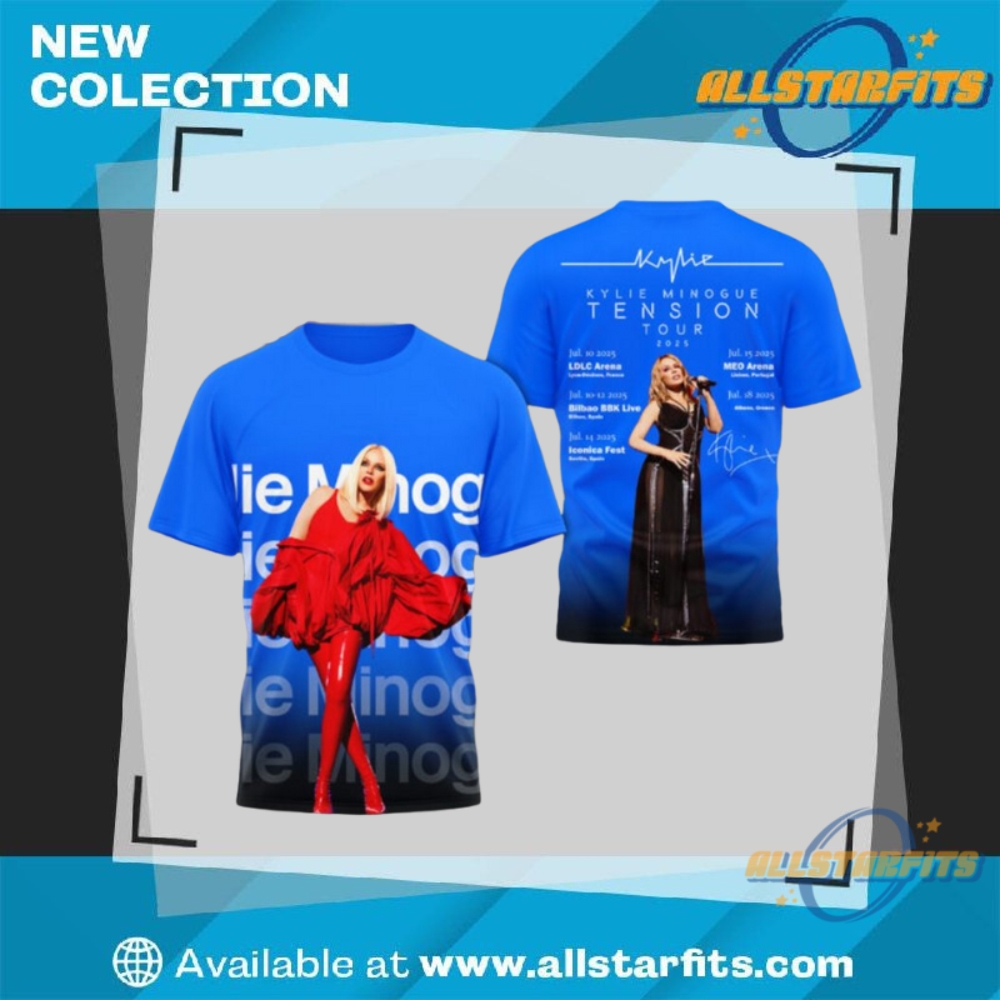 "Top 5 Must-Have 3D Shirts: Sports Teams, Champions, and More!" 10 Kylie Minogue Tension Tour 2025 Signature 3D Shirt