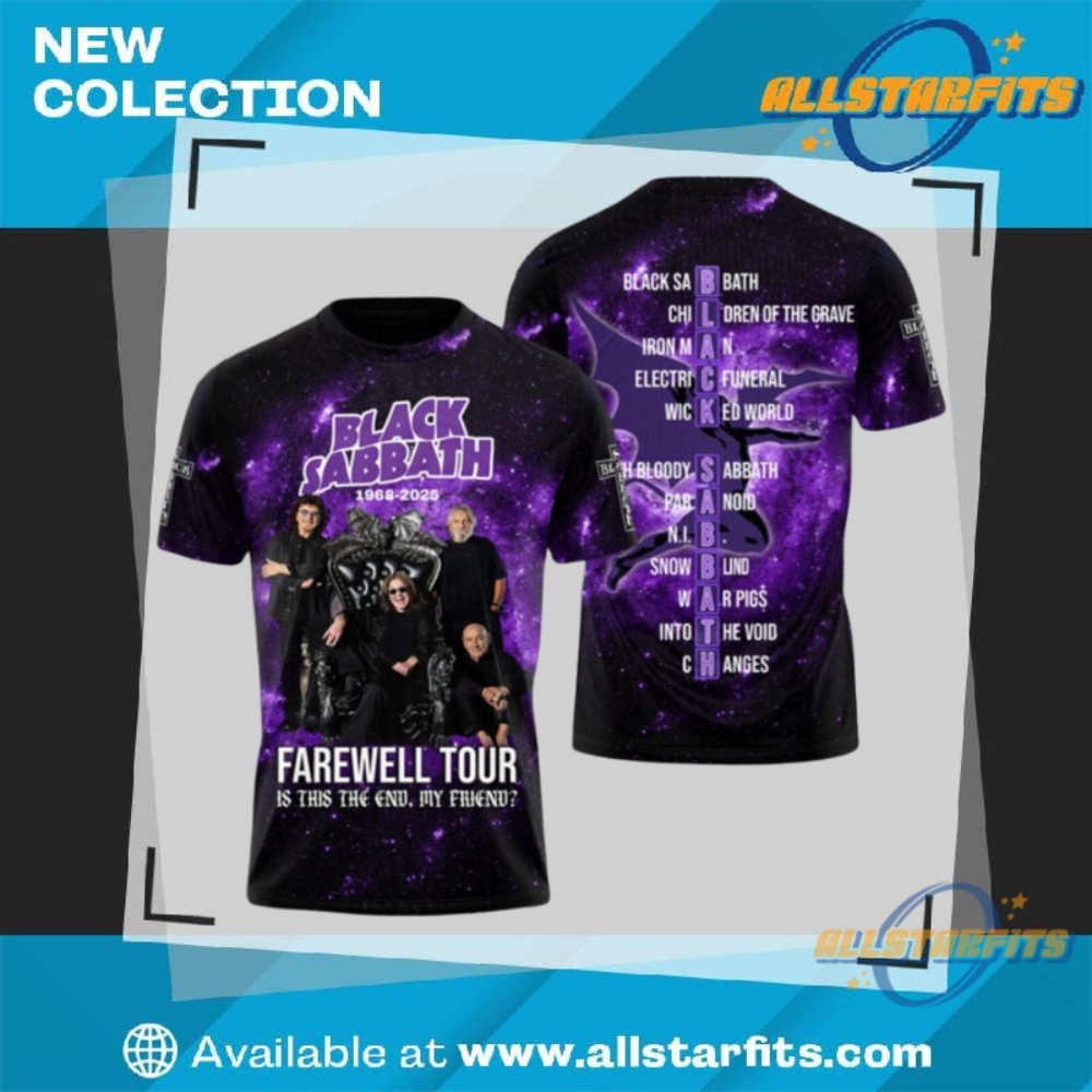 "Top 5 Must-Have 3D Shirts: Sports Teams, Champions, and More!" 14 Black Sabbath Farewell Tour 1968 To 2025 3D Shirt