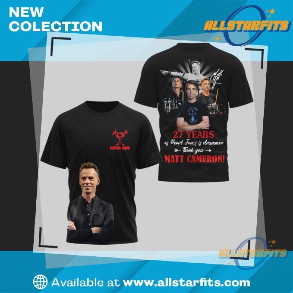 "Top 5 Must-Have 3D Shirts: Sports Teams, Champions, and More!" 18 Matt Cameron Pearl Jam 27 Years Signature 3D Shirt
