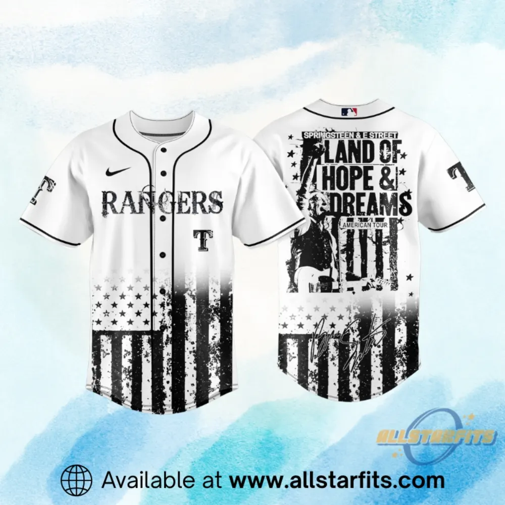 Texas Rangers X Bruce Springsteen Land Of Hope And Dreams Tour 2026 Jersey